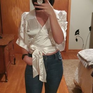 Silky collared crop top